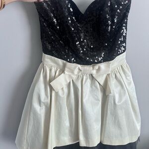 Betsey Johnson Black Sequin Dress with Cream Accent